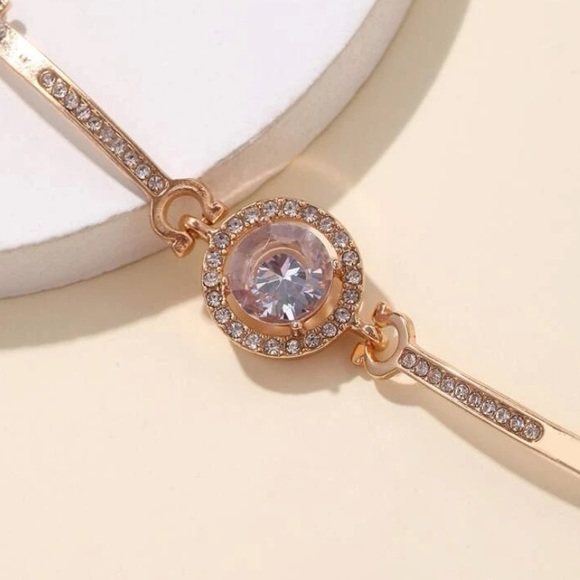 Cubic Zirconia Gold Tennis Bracelet - Picture 5 of 6